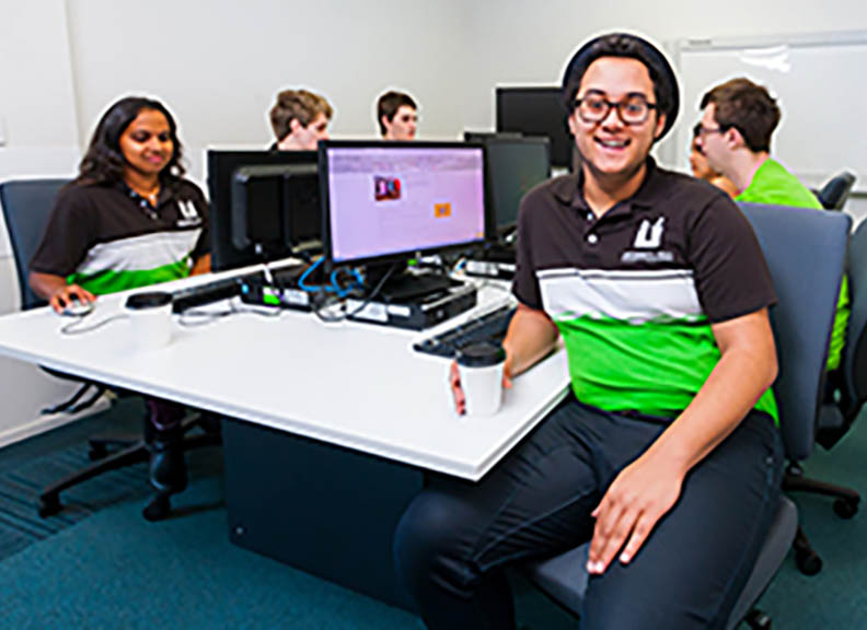 Residents studying in computer room