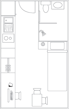 Studio room floor plan