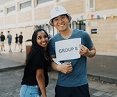 Image of a ResClub committee member and another student smiling to the camera