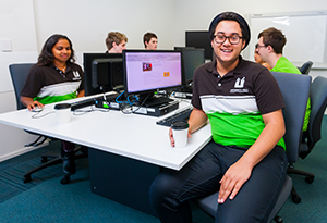 Residents studying in computer room