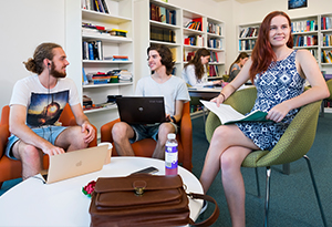 Residents studying in the library