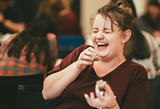 Female resident laughing