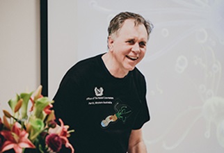 Nobel Prize winner Professor Barry Marshall presenting at University Hall