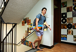 Male resident on stairwell