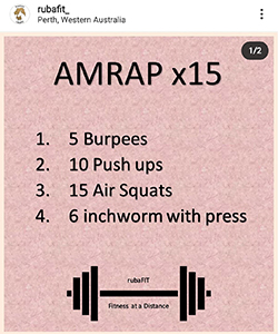 Image of student workout instagram page